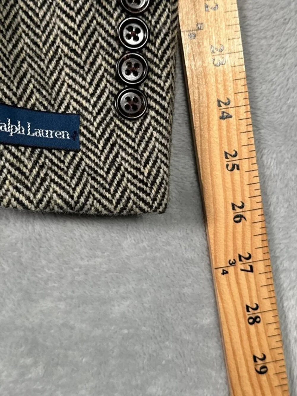 Polo Ralph Lauren Blazer Mens 40R Black Herringbone Wool Soft Sport Coat